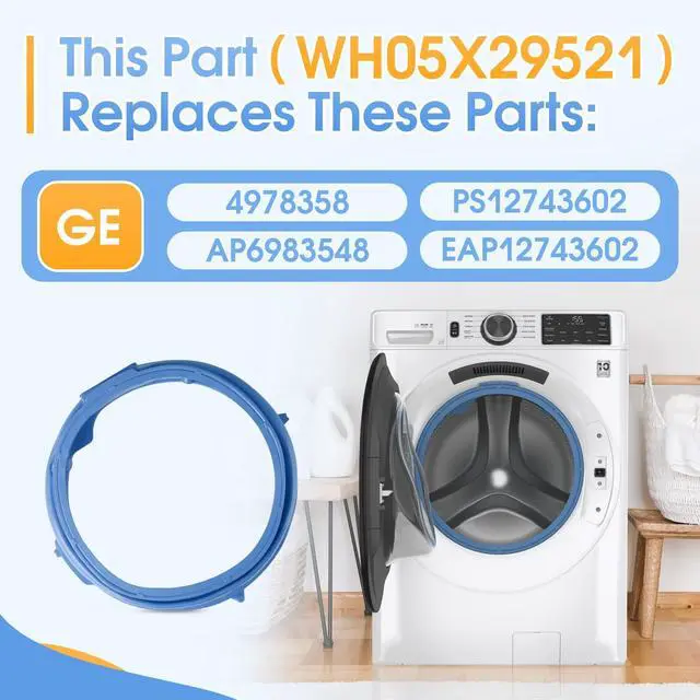 Alt view image 4 of 6 - WH05X29521 Washer Door Gasket Seal for GE GFW550SSN0WW GFW550SSN2WW GFW550SSN5WW GFW550SSN1WW GFW550SPR5RS GFW550SPN0DG GFW550SPR4RS GFW550SSN4WW Etc, Replace 4978358 AP6983548 PS12743602 EAP12743602