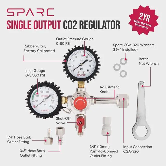 Alt view image 2 of 7 - Gen2 Premium CO2 Regulator for Kegerator - C02 Keg Regulator for Beer | Soda, Bars, Kombucha with Integrated Safety Pressure Relief Valve - CGA320 2YR USA