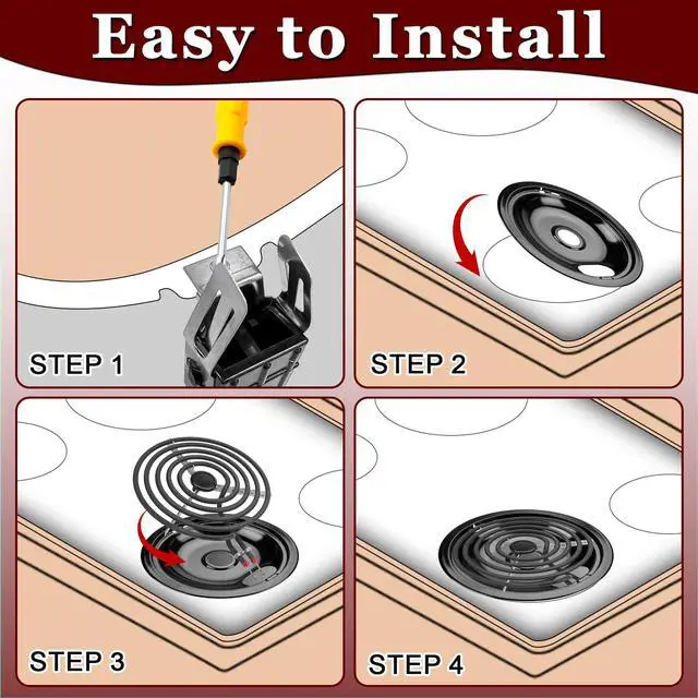 Alt view image 6 of 7 - 5304430149 5304430150 Black Porcelain Drip Pan & MP22YA Electric Range Burner Element Unit Set with 330031 Range Burner Receptacle Kit Compatible with Frigidaire Kenmore Range Oven/Stove by