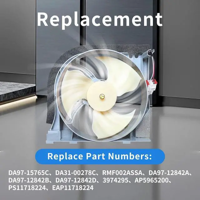 Alt view image 2 of 7 - DA31-00340A DA97-15765A Refrigerator Condenser Fan Motor Assembly - Compatible with Samsung DA97-12842A, DA97-12842D, DA97-15765C, DA31-00278C