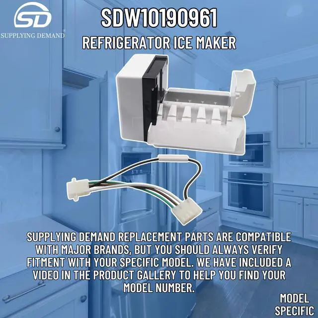 Alt view image 4 of 7 - W10190961 W10122503 Refrigerator Ice Maker Replacement Model Specific Not Universal