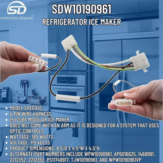 Alt view image 6 of 7 - W10190961 W10122503 Refrigerator Ice Maker Replacement Model Specific Not Universal
