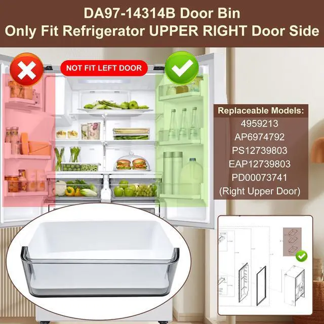 Alt view image 2 of 6 - DA97-14314B Door Bin Compatible with Samsung Refrigerator (Right) Door Shelf, Part Number: RF23HCEDBBC, RF23HCEDBSG, RF23HCEDBSR, RF23HCEDBWW, RF23HCEDTSR etc
