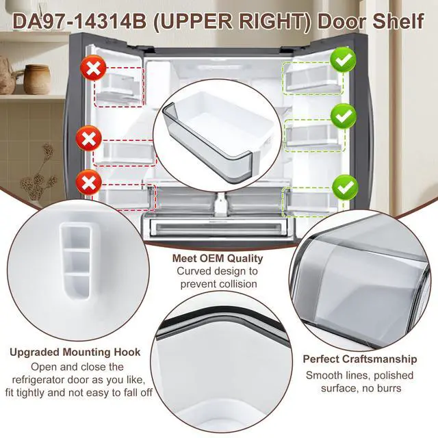 Alt view image 5 of 6 - DA97-14314B Door Bin Compatible with Samsung Refrigerator (Right) Door Shelf, Part Number: RF23HCEDBBC, RF23HCEDBSG, RF23HCEDBSR, RF23HCEDBWW, RF23HCEDTSR etc