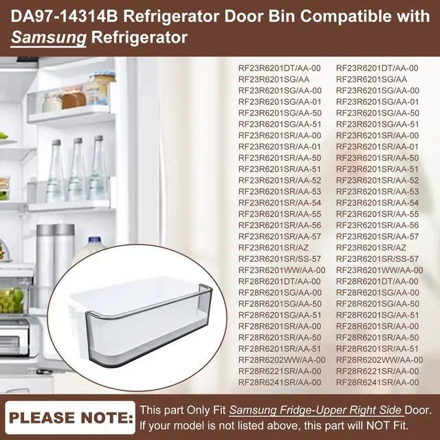 Alt view image 4 of 6 - DA97-14314B Door Bin Compatible with Samsung Refrigerator (Right) Door Shelf, Part Number: RF23HCEDBBC, RF23HCEDBSG, RF23HCEDBSR, RF23HCEDBWW, RF23HCEDTSR etc