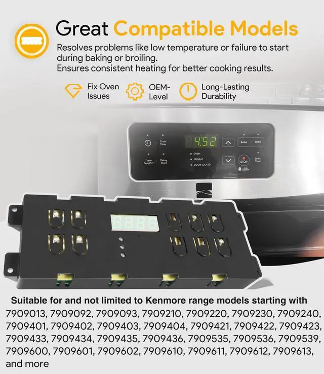 Alt view image 3 of 7 - 316557118 Range Oven Control Board - Replacement for Kenmore Range Clock Timer 316418208 316557108, 120V, 60 Hz, Electronic Clock/Timer Display