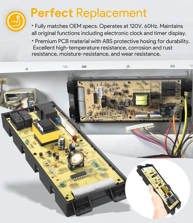 Alt view image 4 of 7 - 316557118 Range Oven Control Board - Replacement for Kenmore Range Clock Timer 316418208 316557108, 120V, 60 Hz, Electronic Clock/Timer Display