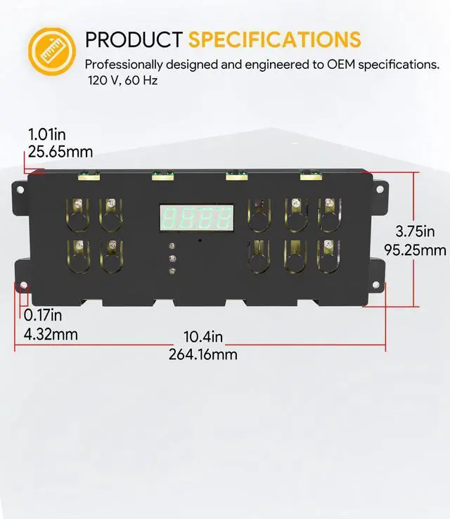 Alt view image 7 of 7 - 316557118 Range Oven Control Board - Replacement for Kenmore Range Clock Timer 316418208 316557108, 120V, 60 Hz, Electronic Clock/Timer Display