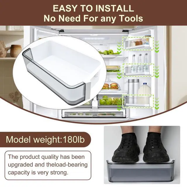 Alt view image 6 of 6 - DA97-14314B Door Bin Compatible with Samsung Refrigerator (Right) Door Shelf, Part Number: RF23HCEDBBC, RF23HCEDBSG, RF23HCEDBSR, RF23HCEDBWW, RF23HCEDTSR etc