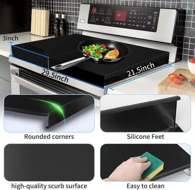 Alt view image 2 of 7 - Gas Noodle Board Stove Cover: 2 IN 1 Gas Stove Top Cover Stainless Steel, Gas Stove Cover Board for Gas and Electric Stove Range Expanding Kitchen Space, Black, Single Size 15"x 22"x3"