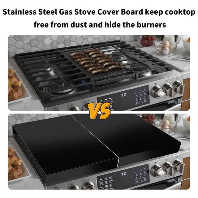 Alt view image 3 of 7 - Gas Noodle Board Stove Cover: 2 IN 1 Gas Stove Top Cover Stainless Steel, Gas Stove Cover Board for Gas and Electric Stove Range Expanding Kitchen Space, Black, Single Size 15"x 22"x3"