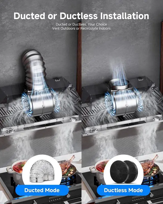Alt view image 6 of 7 - 30 Inch Range Hood Insert 900 CFM Stainless Steel Vent Hood | Built-in Stainless Steel Vent Hood with Touch/Remote/Gesture Control, timer, LED lights & dishwasher-safe baffle filters