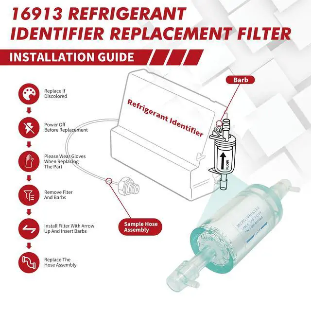 Alt view image 3 of 7 - OEM 16913 Refrigerant Identifier Replacement Filter Compatible Replacement for Robinair 16913 filterFits R-1234yf AC Machines, 16900/16910 CoolTech ID (Plus)