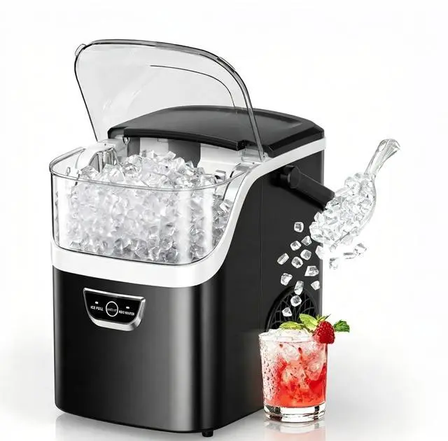 Main image of Nugget Ice Maker Countertop,34Lbs/24H,Ready in 5 Mins,Black | Ice Machine with Handle, Auto-Cleaning Portable Pebble Ice Maker, Removable Top Cover, Basket & Scoop for Home Kitchen RV