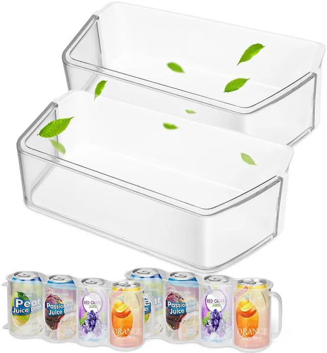 Main image of DA97-17255A Refrigerator Door Bin, Replace DA63-08688A Refrigerator Door Shelf Right, for samsung Door Bin RF265BEAESR, RF265BEAESG, RF262BEAESR (See Figure 6), 2 Pack, with 2 Soda Can Organizer