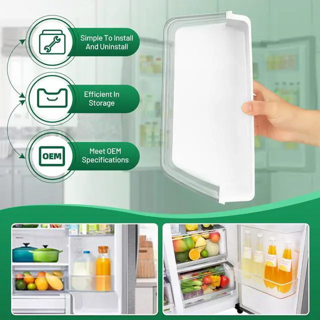 Alt view image 7 of 7 - DA97-17255A Refrigerator Door Bin, Replace DA63-08688A Refrigerator Door Shelf Right, for samsung Door Bin RF265BEAESR, RF265BEAESG, RF262BEAESR (See Figure 6), 2 Pack, with 2 Soda Can Organizer