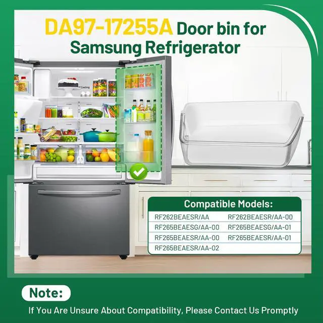 Alt view image 6 of 7 - DA97-17255A Refrigerator Door Bin, Replace DA63-08688A Refrigerator Door Shelf Right, for samsung Door Bin RF265BEAESR, RF265BEAESG, RF262BEAESR (See Figure 6), 2 Pack, with 2 Soda Can Organizer