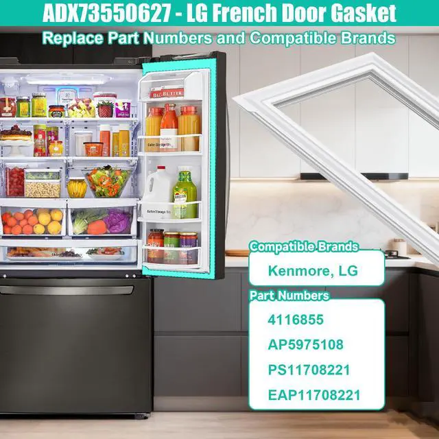 Alt view image 3 of 7 - UPGRADED ADX73550627 Refrigerator Door Gasket Replacement for LG Refrigerator Door Seal LFX28968D, LFXS26566S, LMXS27676D French Door Refrigerator Seal for Kenmore Fridge Door Gasket Right Side