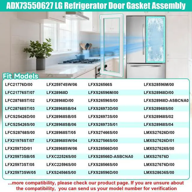 Alt view image 4 of 7 - UPGRADED ADX73550627 Refrigerator Door Gasket Replacement for LG Refrigerator Door Seal LFX28968D, LFXS26566S, LMXS27676D French Door Refrigerator Seal for Kenmore Fridge Door Gasket Right Side