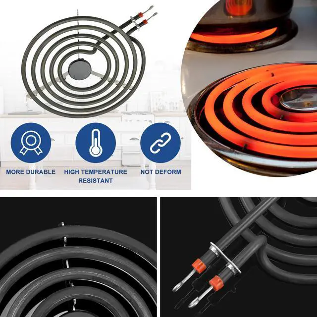 Alt view image 6 of 6 - Electric Stove Top Burner Covers & Stove Element Replacement for A-mana May-tag Whirl-pool Electric Stove, 1 Large 8-Inch & 3 Small 6-Inch Black Porcelain Drip Pans and Burner Element by