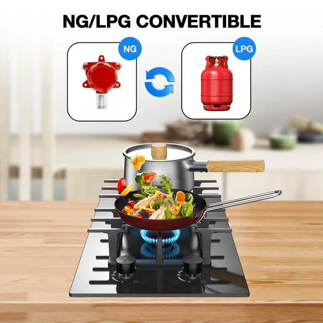 Alt view image 6 of 7 - 2 Burner Gas Stove Propane Cooktop, Tempered Glass Gas Cooktop 12 inch Stainless Steel Propane Burner with Thermocouple Protection, Lpg/Ng Dual Fuel Built-in Stove Top for Apartments, Rvs