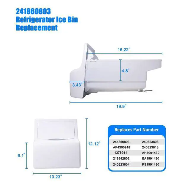 Alt view image 5 of 6 - 241860803 Refrigerator Ice Bin Compatible with LFSS2612TF0 FFHS2611PFEA Frigidaire Ice Maker Replacement for Freezer Ice Container Bucket Assembly AP4300918 LFSS2612TE0 FFSS2615TS0 Ice Tray