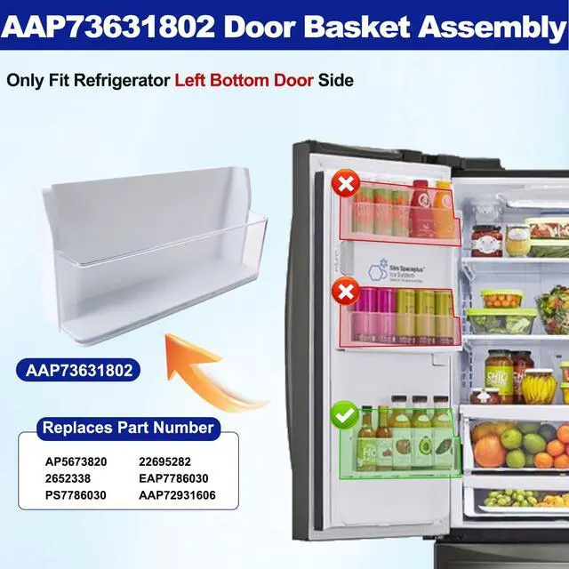 Alt view image 4 of 7 - AAP73631802 Refrigerator Door Shelf Bin Assembly Compatible With LG Left Bottom Door Shelf Bin LFXS26973S LMXS27626S LFX28968ST LMXS27626D, Door Basket Assembly Replace AP5673820 2652338 PS7786030