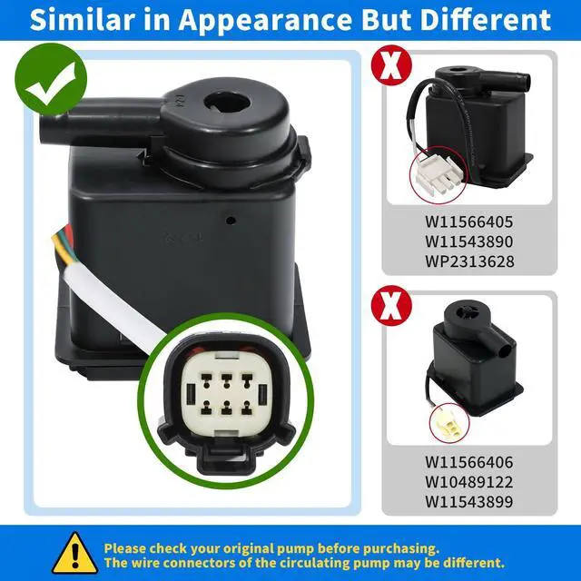 Alt view image 2 of 7 - W11542867 Ice Maker Recirculation Pump Compatible with KitchenAid Whirlpool | KUIX535HPS00 KUIX505ESS1 KUID308HPS01, Ice Maker Circulation Pump Replacement Part W11176264 W11325175 W10747426 W11439191