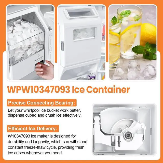 Alt view image 6 of 7 - Upgraded WPW10347093 Refrigerator Ice Bucket Compatible with KitchenAid Whirlpool Ice Maker Replacement, Whirlpool Removable Ice Bin W10347100 W10347093 WRF736SDAM14 WRF736SDAM13 Maytag Ice Maker Tray