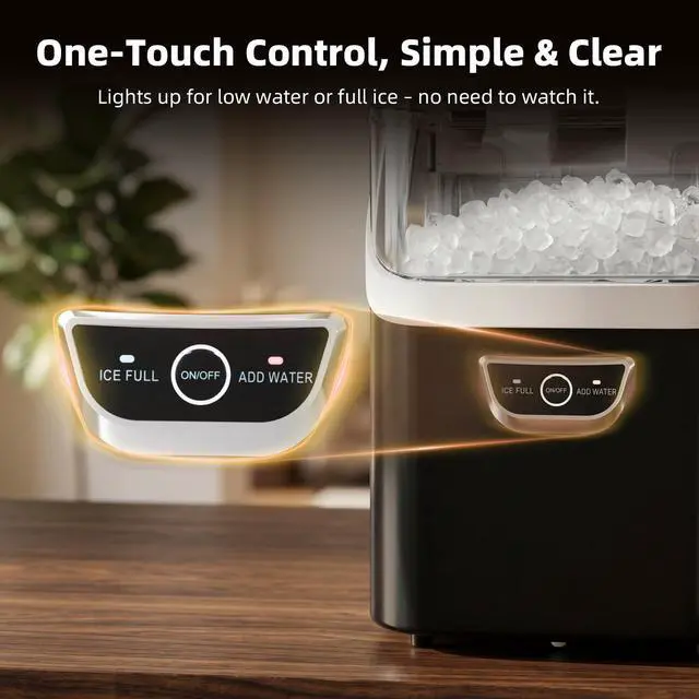 Alt view image 3 of 7 - Nugget Ice Maker Countertop, 35Lbs/24H, 5 Mins Fast Ice | Portable with Handle, One-Click Operation, Self-Cleaning, Water & Ice Reminder, Ice Scoop & Basket for Home/Kitchen/Camping