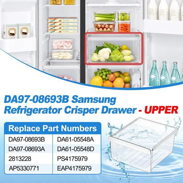 Alt view image 2 of 7 - Upgraded DA97-08693B Refrigerator Crisper Drawer Compatible with Samsung Refrigerator Drawers Replacement Parts DA97-08693A Crisper Drawer Bins RS25J500DSR RS261MDRS RS25J500DSG Samsung Fridge Drawer