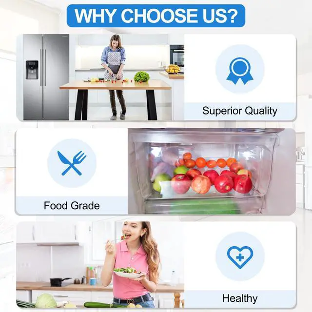Alt view image 7 of 7 - Upgraded DA97-08693B Refrigerator Crisper Drawer Compatible with Samsung Refrigerator Drawers Replacement Parts DA97-08693A Crisper Drawer Bins RS25J500DSR RS261MDRS RS25J500DSG Samsung Fridge Drawer