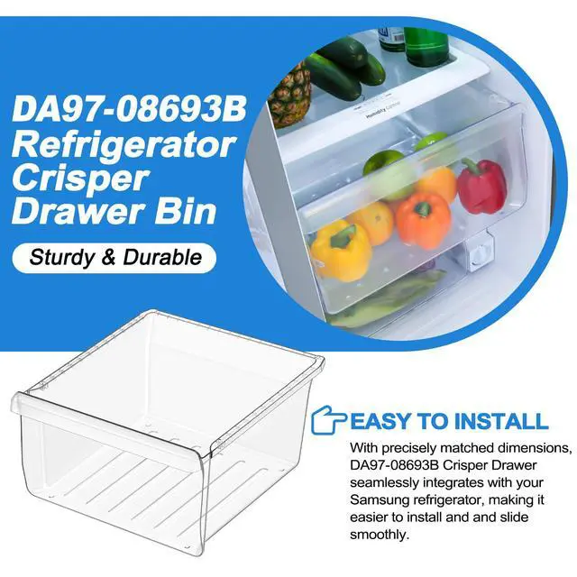 Alt view image 6 of 7 - Upgraded DA97-08693B Refrigerator Crisper Drawer Compatible with Samsung Refrigerator Drawers Replacement Parts DA97-08693A Crisper Drawer Bins RS25J500DSR RS261MDRS RS25J500DSG Samsung Fridge Drawer