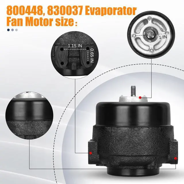 Alt view image 2 of 7 - 800448 Evaporator Fan Motor Replaces 830037, Compatible with TR/UR Refrigerator, 115 Volts 9 Watts 1550 RPM 800448 830037 Condenser Fan Motor, Strong Horse Power 800448, 830037 Evaporator Motor