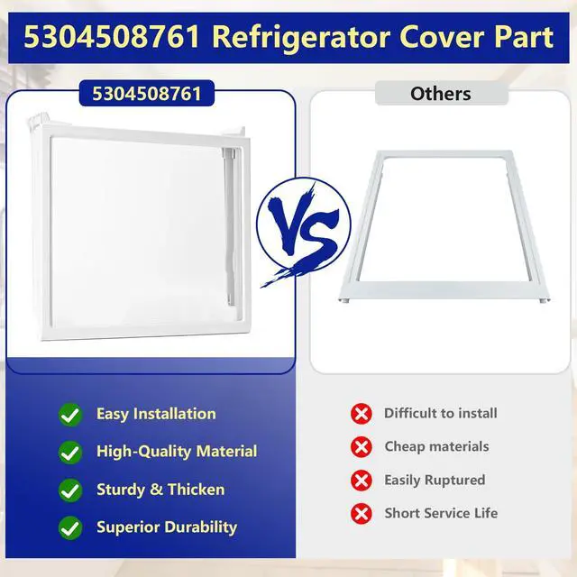 Alt view image 5 of 7 - 5304508761 Refrigerator Crisper Drawer Cover Compatible with Frigidaire FPBC2277RFB FGHB2866PFJA FGHD2368TF8 LGHD2369TF8, 5304508761 Refrigerator Cover Replace AP6230509 5304519463 PS12071178