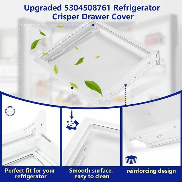 Alt view image 4 of 7 - 5304508761 Refrigerator Crisper Drawer Cover Compatible with Frigidaire FPBC2277RFB FGHB2866PFJA FGHD2368TF8 LGHD2369TF8, 5304508761 Refrigerator Cover Replace AP6230509 5304519463 PS12071178