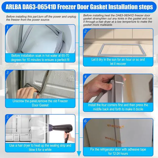 Alt view image 6 of 7 - Upgrade 34.84"x23.82" DA63-06541D Refrigerator Freezer Door Gasket Compatible with Samsung Refrigerator Freezer Door Seal Gasket Replace DA63-06541A 3960658 AP5797422 PS8761579 EAP8761579 PD00025146