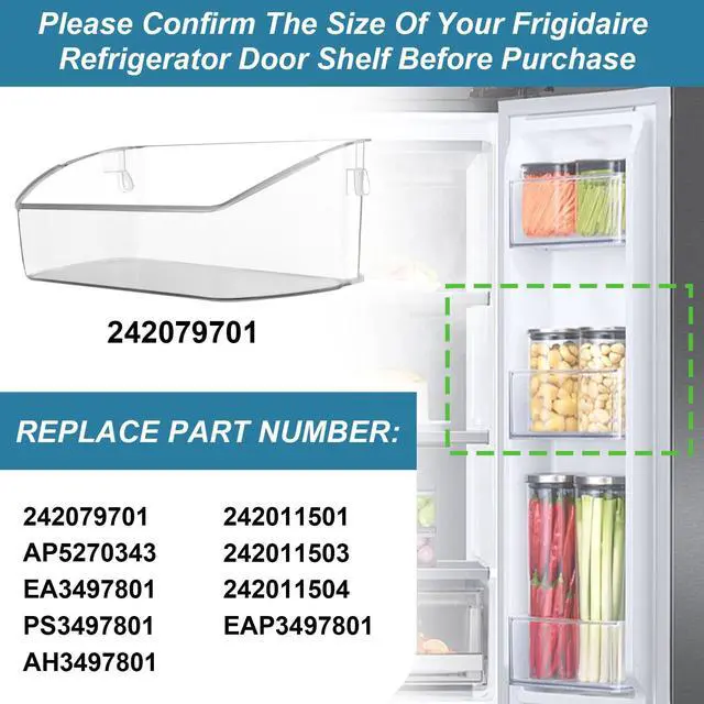 Alt view image 4 of 7 - 2PACK UPGRADED 242079701 Refrigerator Door Bin Compatible with 242011501 Door Bin Replacement Parts 242011504 242011503 AP5270343 EAP3497801 LGHD2369TF FGHB2868TF FFHB2750TS Door Bin by