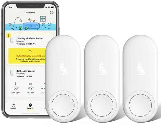 Main image of Kangaroo Water Leak Detector+Climate Sensor,Hygrometer Thermometer with App Notifications,Wireless 2.4G WiFi,Humidity Temperature Alarm,for Home, Basement, Kitchen,Washroom,Bedroom3 Pack