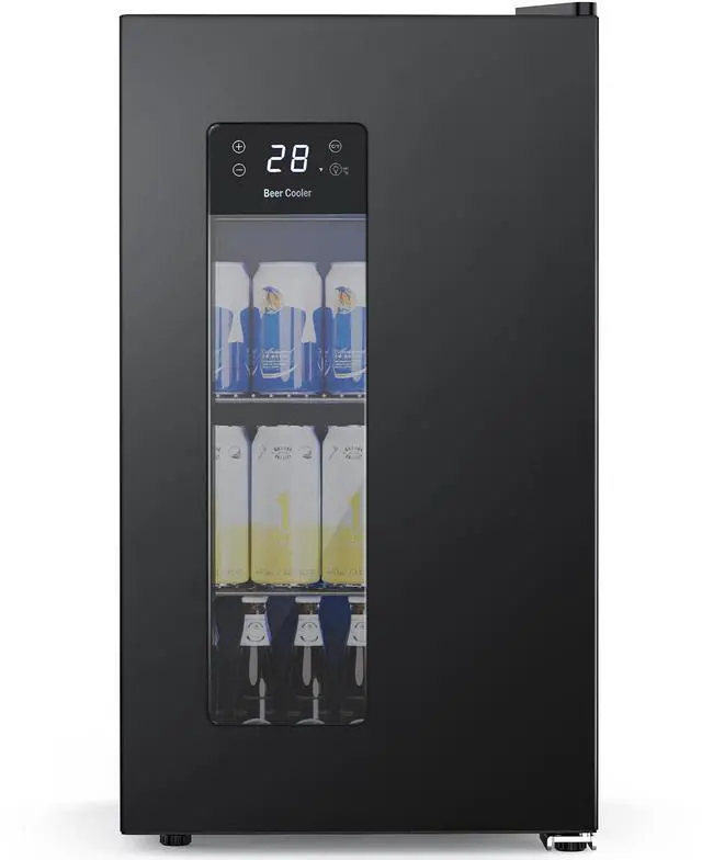 Main image of 3.2 Cu. Ft. Beverage Refrigerator, 130-Can Beer Cooler with Digital Temperature Control (20°F50°F), Glass Door, Adjustable Shelves, LED Lighting, for Home, Office & Bar, Black