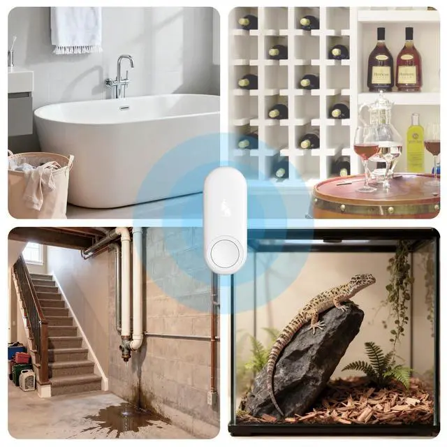 Alt view image 7 of 7 - Kangaroo Water Leak Detector+Climate Sensor,Hygrometer Thermometer with App Notifications,Wireless 2.4G WiFi,Humidity Temperature Alarm,for Home, Basement, Kitchen,Washroom,Bedroom3 Pack