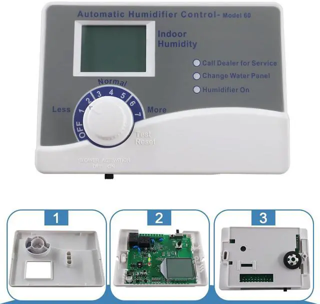 Alt view image 2 of 6 - Model 60 Automatic Digital Whole House Humidifier Control Humidistat with Outdoor Temperature Sensor, Compatible with 400, 500, 600, 700 Series, 24VAC