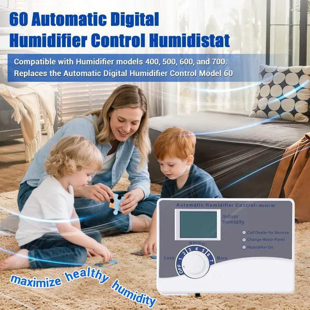 Alt view image 2 of 6 - 60 Humidifier Control Humidistat compatible with AprilAire 400 500 600 700 | Whole Home Dehumidifiers Replacement for AprilAire 60, 24VAC Digital Wall Mount, Water Treatment Systems