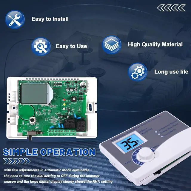 Alt view image 4 of 6 - 60 Humidifier Control Humidistat compatible with AprilAire 400 500 600 700 | Whole Home Dehumidifiers Replacement for AprilAire 60, 24VAC Digital Wall Mount, Water Treatment Systems