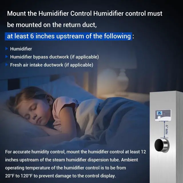 Alt view image 5 of 6 - 60 Humidifier Control Humidistat compatible with AprilAire 400 500 600 700 | Whole Home Dehumidifiers Replacement for AprilAire 60, 24VAC Digital Wall Mount, Water Treatment Systems