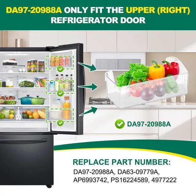 Alt view image 4 of 7 - UPGRADED DA97-20988A Refrigerator Door Bin Shelf Replacement for Samsung Refrigerator Right Door Shelves Parts RF27T5501SR, RF27T5501SG, RF28T5F01SR, RF28T5F01SG Fridge Shelf