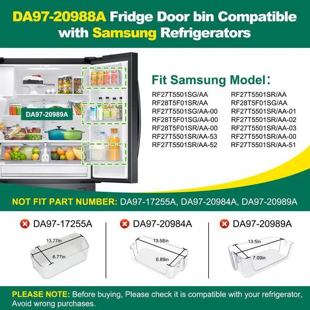 Alt view image 3 of 7 - UPGRADED DA97-20988A Refrigerator Door Bin Shelf Replacement for Samsung Refrigerator Right Door Shelves Parts RF27T5501SR, RF27T5501SG, RF28T5F01SR, RF28T5F01SG Fridge Shelf