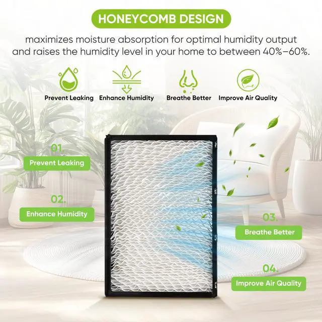 Alt view image 4 of 7 - 1041 Replacement Humidifier Filter Wick for Aircare, Replacement Filter Fit for AIRCARE Essick Air 427 300, 447 400HB, 4D7 Series, 4DTS Series, 696 Series, 697 Series, ED11 Series Humidifiers (2 Pack)
