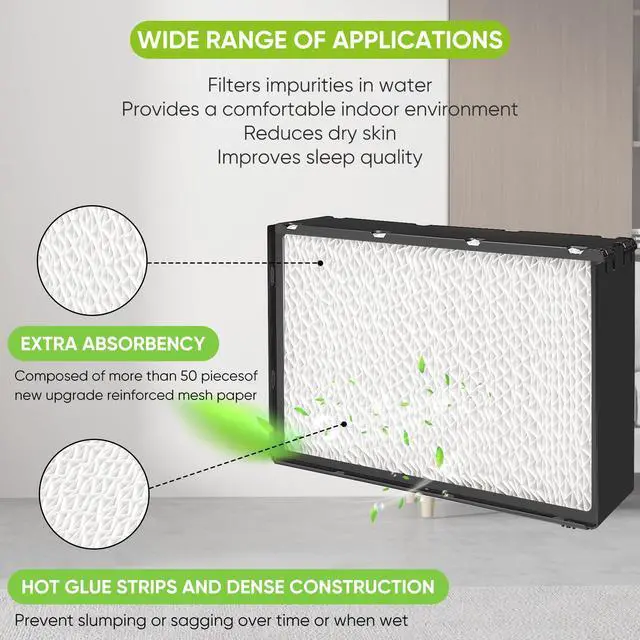 Alt view image 6 of 7 - 1041 Replacement Humidifier Filter Wick for Aircare, Replacement Filter Fit for AIRCARE Essick Air 427 300, 447 400HB, 4D7 Series, 4DTS Series, 696 Series, 697 Series, ED11 Series Humidifiers (2 Pack)