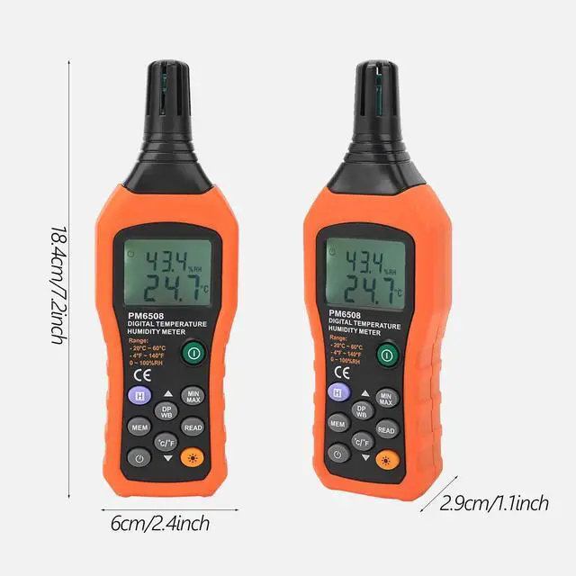 Alt view image 3 of 7 - Digital Humidity and Temperature Meter MS6508 Handheld Portable Thermometer Humidity Gauge Meter Monitor with Dew Point and Wet Bulb Backlight LCD Display for Daily Life Industry Agriculture
